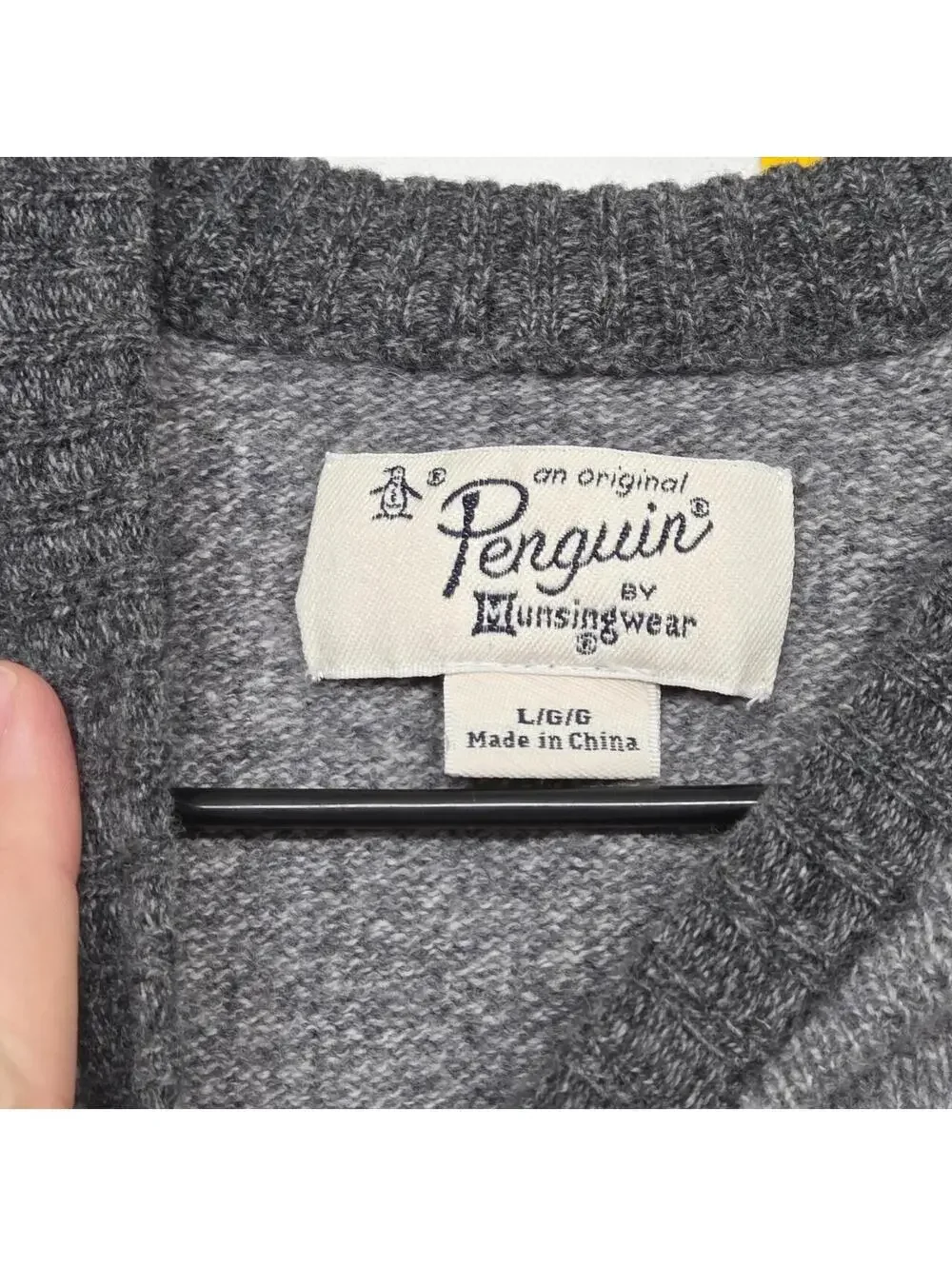 Penguin by Munsingwear Gray & Blue Colorblock Knit Sweater Size L